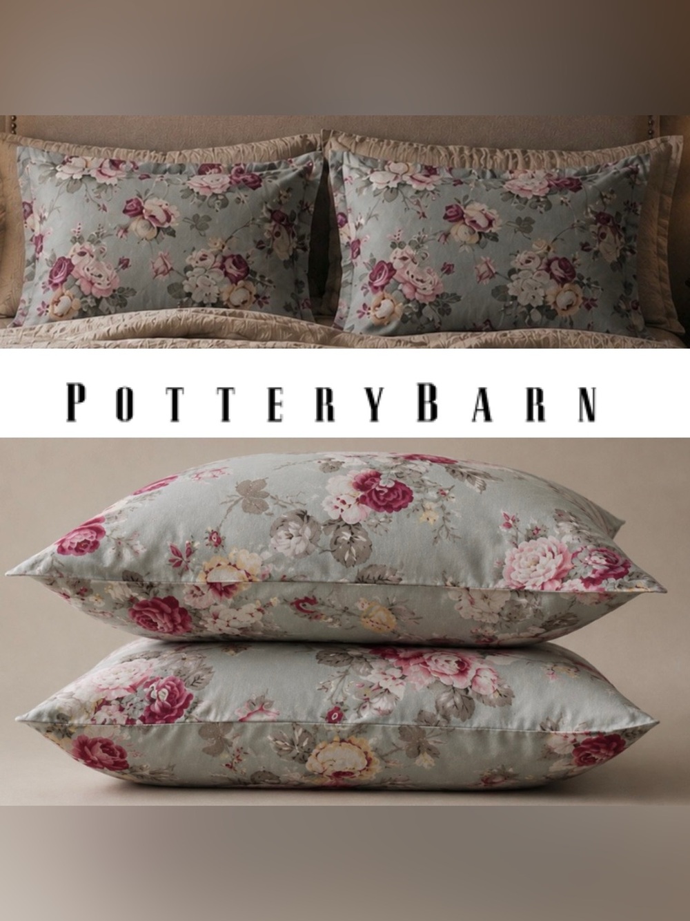 Pottery Barn Cottage Floral Standard Pillow Shams (set of 2)